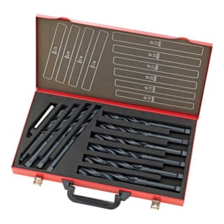 FORTIS Spiralbohrer Set DIN345 HSS rollgewalzt 14-23mm 1mm Metallkoffer