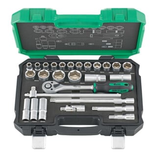 FORTIS Steckschlüssel-Garnitur 1/2" 27-teilig matt verchromt