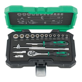 FORTIS Steckschlüssel-Garnitur 1/4" 18-teilig matt verchromt Chrom-Vanadium-Stahl
