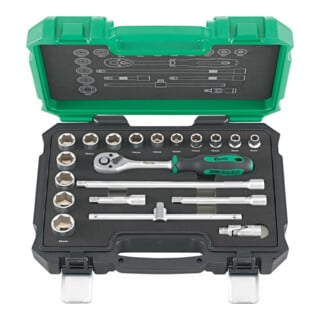 FORTIS Steckschlüssel-Garnitur 3/8" 20-teilig matt verchromt