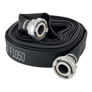 FORTIS Tuyau plat polyvalent 52 mm caoutchouté noir avec raccords STORZ 15 m