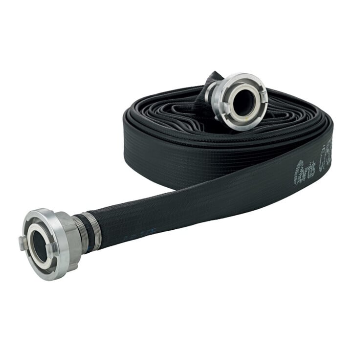 FORTIS Tuyau plat polyvalent 52 mm caoutchouté noir avec raccords STORZ 15 m