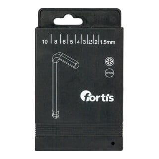 FORTIS Winkelschraubendreher Satz 9-teilig 1,5-10mm Kugelkopf