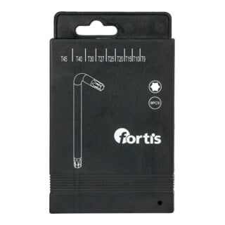 FORTIS Winkelschraubendreher-Satz 9-teilig T9-T45 in Schiebebox matt verchromt S2-Stahl