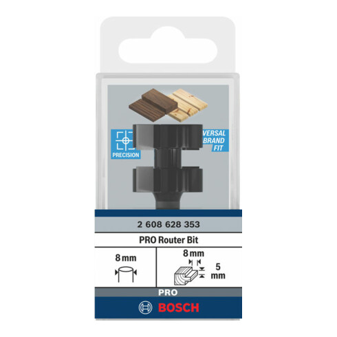 Fraise à bouveter Bosch 8 mm, D1 25 mm, L 5 mm, G 58 mm