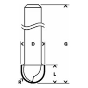 Fraise à canneler 8 mm, R1 3 mm, D 6 mm, L 12,7 mm, G 50,8 mm-4