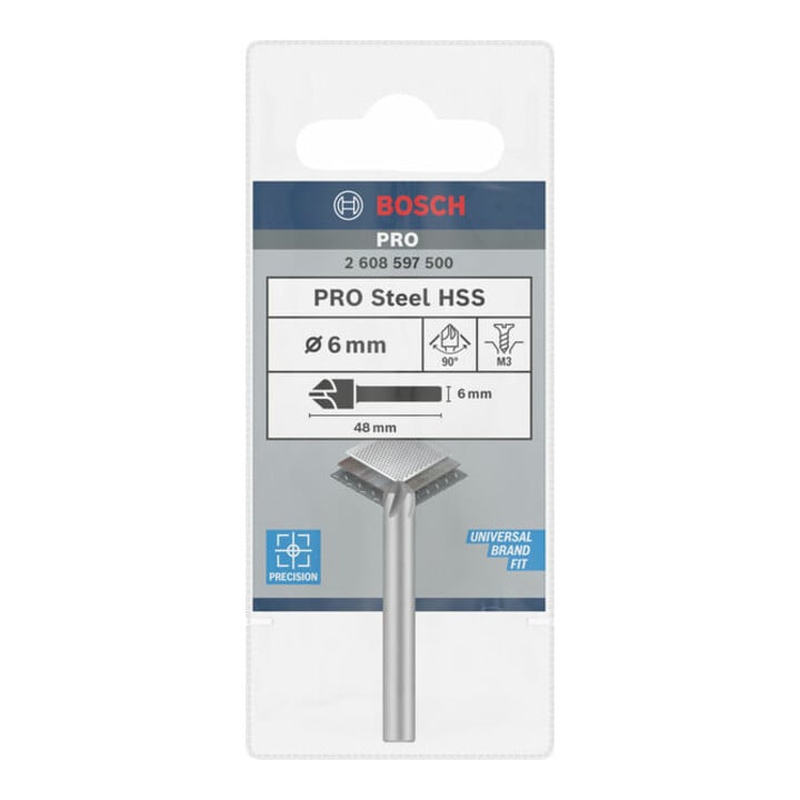 Fraise à chanfreiner Bosch à queue cylindrique 6,0 mm M 3 48 mm 6 mm