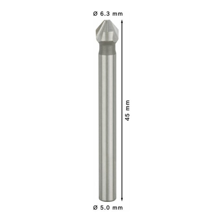 Fraise à chanfreiner Bosch à queue cylindrique 6,3 M 3 45 mm 5 mm