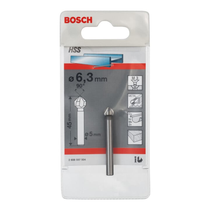 Fraise à chanfreiner Bosch à queue cylindrique 6,3 M 3 45 mm 5 mm