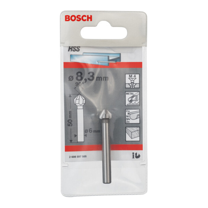 Fraise à chanfreiner Bosch à queue cylindrique 8,3 M 4 50 mm 6 mm