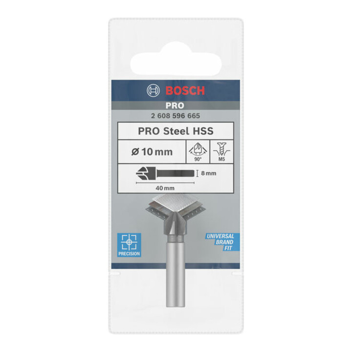 Fraise à chanfreiner Bosch avec queue cylindrique 10,0 mm M 5 40 mm 1/4", 8 mm