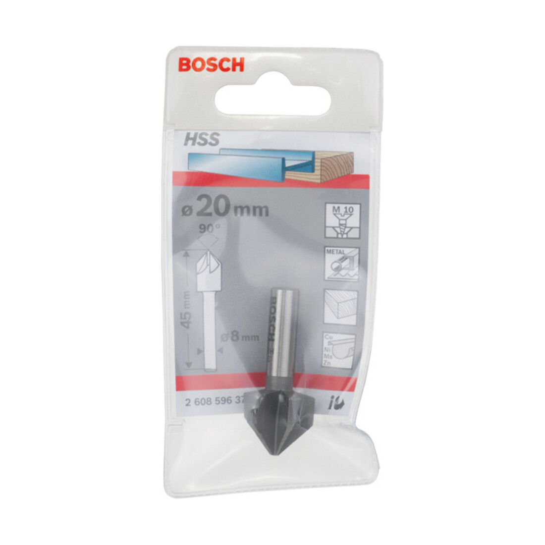 Fraise à chanfreiner Bosch avec queue cylindrique 20,0 mm M 10 45 mm 8 mm