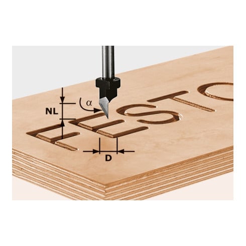 Fraise à graver Festool HW S8 D11/60°