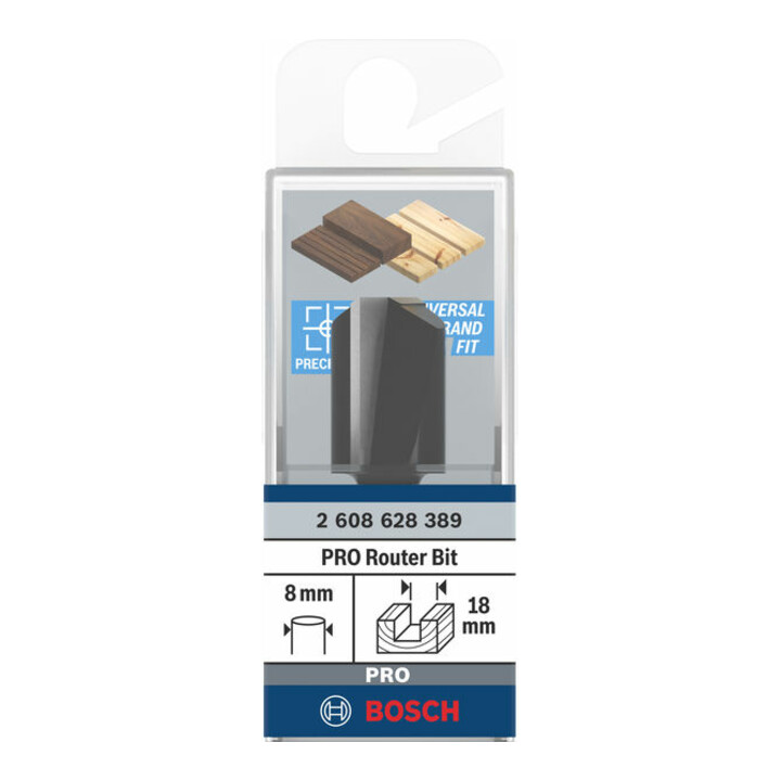 Fraise à rainurer Bosch droite 8 mm, D1 18 mm, L 25 mm, G 56 mm