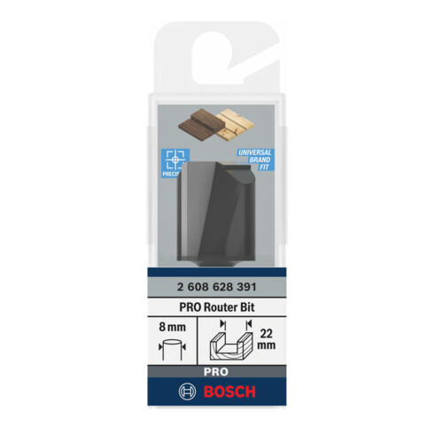 Fraise à rainurer Bosch droite 8 mm, D1 22 mm, L 25 mm, G 56 mm