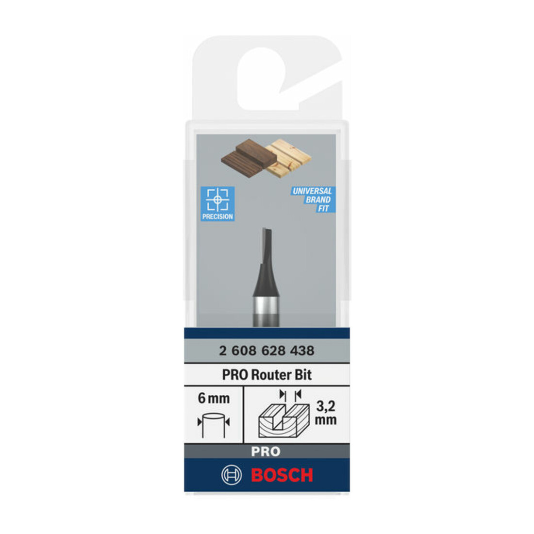 Fraise à rainurer Bosch Standard pour bois 6 mm D1 3,2 mm L 7,7 mm G 51 mm