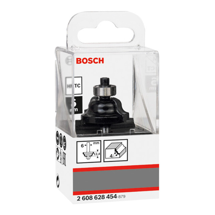 Fraise profilée Bosch, 6 mm, R1 4 mm, D1 28,6 mm, B 8 mm, L 12,4 mm, G 54 mm