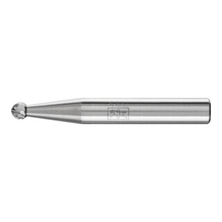 Fraise sur tige forme F KUD D. 4 mm L. tête 3 mm D. tige 6 mm carbure engrènemen