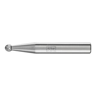 Fraise sur tige forme F KUD D. 4 mm L. tête 3 mm D. tige 6 mm carbure engrènemen