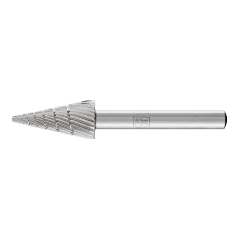 PFERD Fraise en acier rapide HSS forme cône pointu Ø 12x25 mm tige Ø 6 mm Z 3 universel moyen fin brise-copeaux