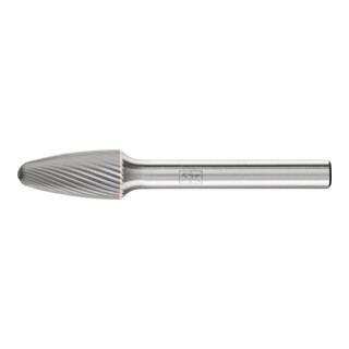 Fraise sur tige forme H RBF D. 10 mm L. tête 20 mm D. tige 6 mm carbure engrènem