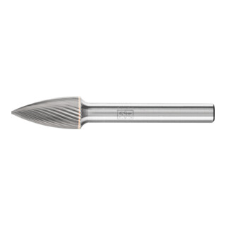 Fraise sur tige forme K SPG D. 10 mm L. tête 20 mm D. tige 6 mm carbure engrènem