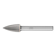 Fraise sur tige forme K SPG D. 10 mm L. tête 20 mm D. tige 6 mm carbure engrènem