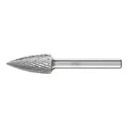 Fraise sur tige forme K SPG D. 12 mm L. tête 25 mm D. tige 6 mm carbure engrènem