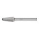 Fraise sur tige forme L KEL D. 10 mm L. tête 20 mm D. tige 6 mm carbure engrènem-1