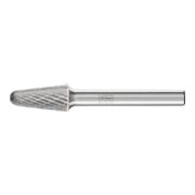 Fraise sur tige forme L KEL D. 10 mm L. tête 20 mm D. tige 6 mm carbure engrènem