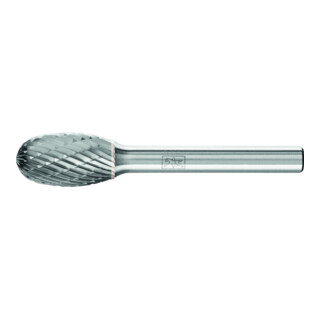 Fraise sur tige forme O TRE D. 12 mm L. tête 20 mm D. tige 6 mm carbure engrènem