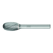 Fraise sur tige forme O TRE D. 12 mm L. tête 20 mm D. tige 6 mm carbure engrènem