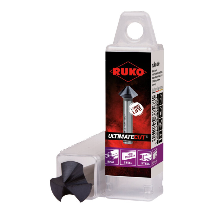 Fraises à chanfreiner 3 dents ULTIMATECUT DIN 335 forme C 90° HSS Co 5 RUnaTEC