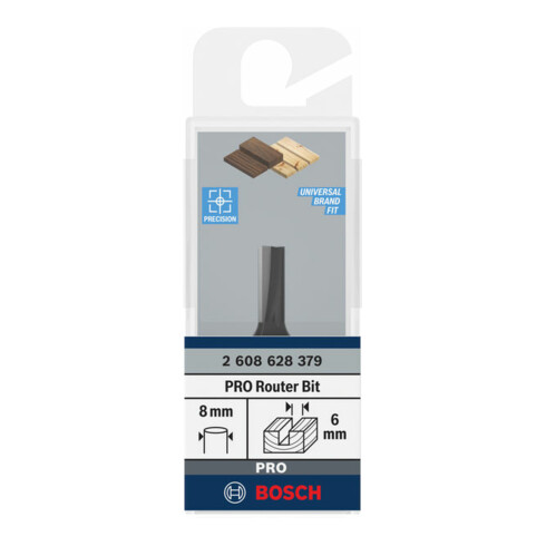 Fraises à rainurer droit Bosch 8 mm, D1 6 mm, L 16 mm, G 48 mm