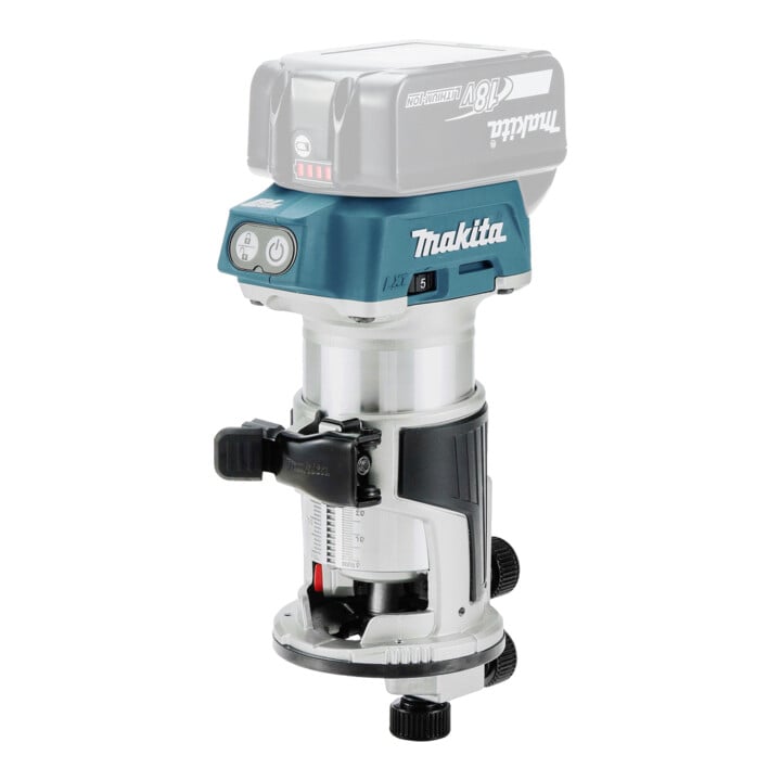 Set Makita Fraiseuse multifonction sans fil 18,0 V dans MAKPAC + Batterie BL1850B Li 18,0 V 5,0 Ah