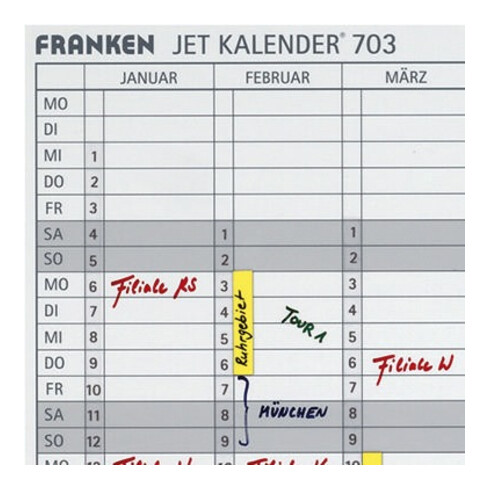 Franken Datumsstreifen DS703A 14x42cm 1-31 sk tr 12 St./Pack.
