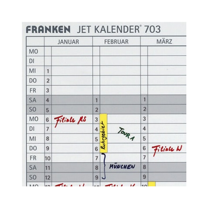 Franken Datumsstreifen DS703A 14x42cm 1-31 sk tr 12 St./Pack.