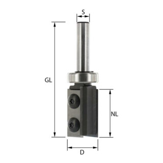 Edessö Fresa per scanalatura con inserto indexabile HW- (HM), Z=2, con cuscinetto a sfere sul lato gambo