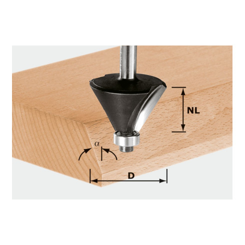 Festool Fresa per smussi HW, codolo 8mm, HW S8 D25,7/25,7/15°