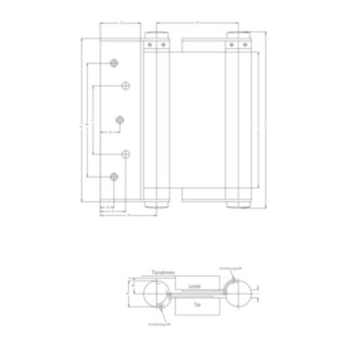 Fridavo Charnière à ressort spiralé pour porte battante modèle M, Gr.42 L.200mm acier galvanisé double effet