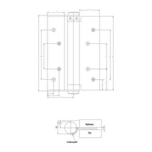Fridavo Charnière de porte à ressort hélicoïdal modèle M inox Gr.1 L100mm à effet simple