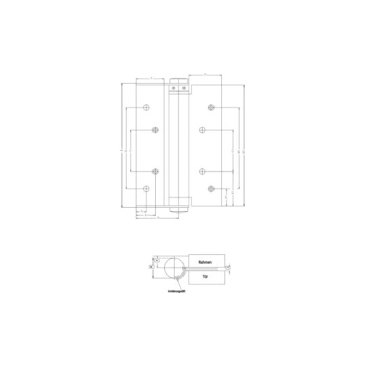 Fridavo Charnière de porte à ressort hélicoïdal modèle M inox Gr.1 L100mm à effet simple