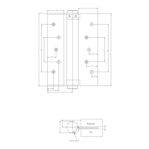 Fridavo charnière de porte à ressort hélicoïdal modèle M VA taille 9 L.150mm une seule action