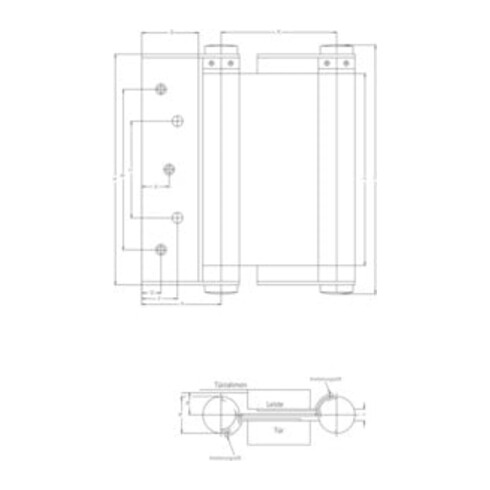 Fridavo Spiralfeder-Pendeltürband Modell M Gr.36, Länge 150mm, Stahl blank doppelt wirkend