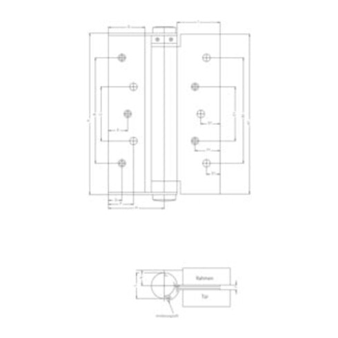 Fridavo Spiralfeder-Türband Modell M STA verz.Gr.5 L.125mm eins.wirkend