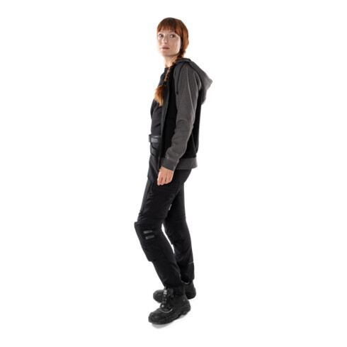 Fristads Acode Sweatjacke mit Kapuze Damen 1760 DF Größe 2XL Schwarz/Grau