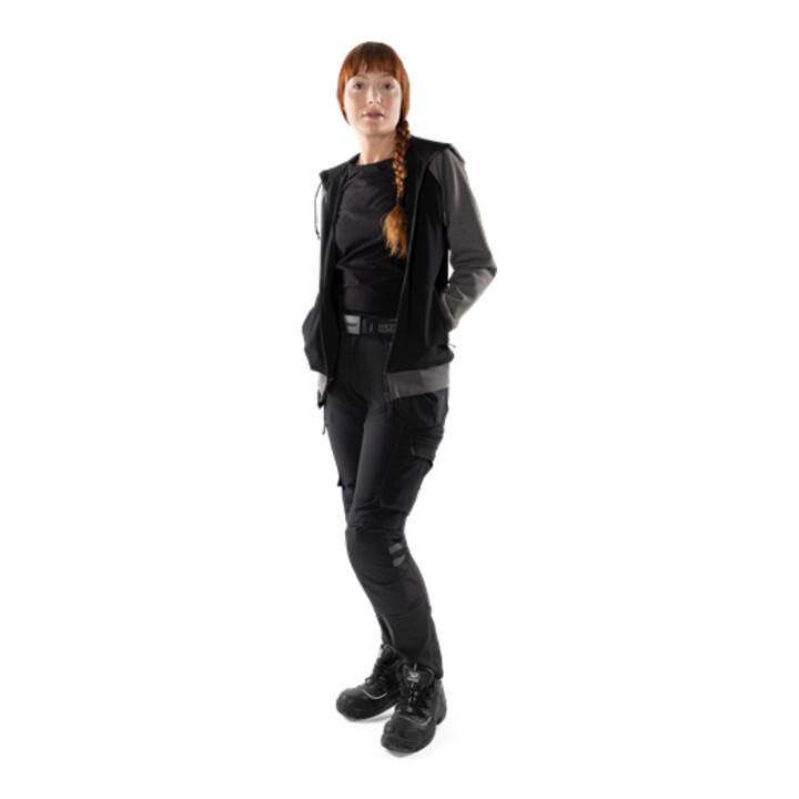 Fristads Acode Sweatjacke mit Kapuze Damen 1760 DF Größe L Schwarz/Grau