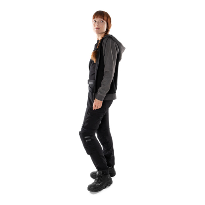 Fristads Acode Sweatjacke mit Kapuze Damen 1760 DF Größe L Schwarz/Grau