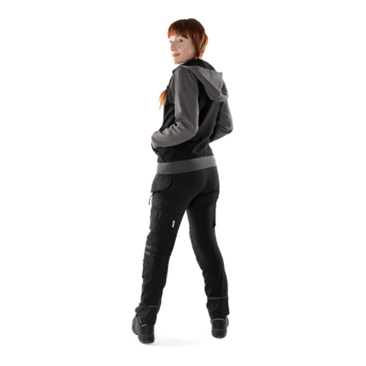 Fristads Acode Sweatjacke mit Kapuze Damen 1760 DF Größe L Schwarz/Grau