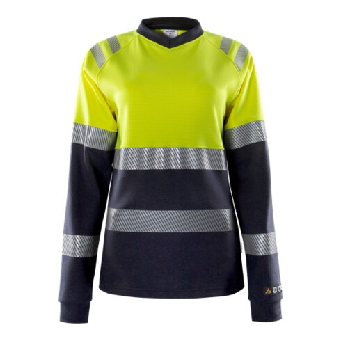 Fristads Damen Flamestat High Vis T-Shirt, La. Kl. 1 7108 TFL Größe 4XL Warnschutz-Gelb/Marine